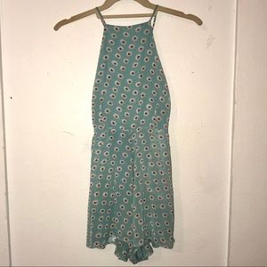 Floral Turquoise Blue Romper